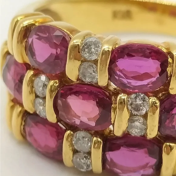 Sold! Stunning 2.5CT Natural Ruby & Diamonds Ring 18K YG Size 5.5, 5.1 grams - Picture 8 of 17
